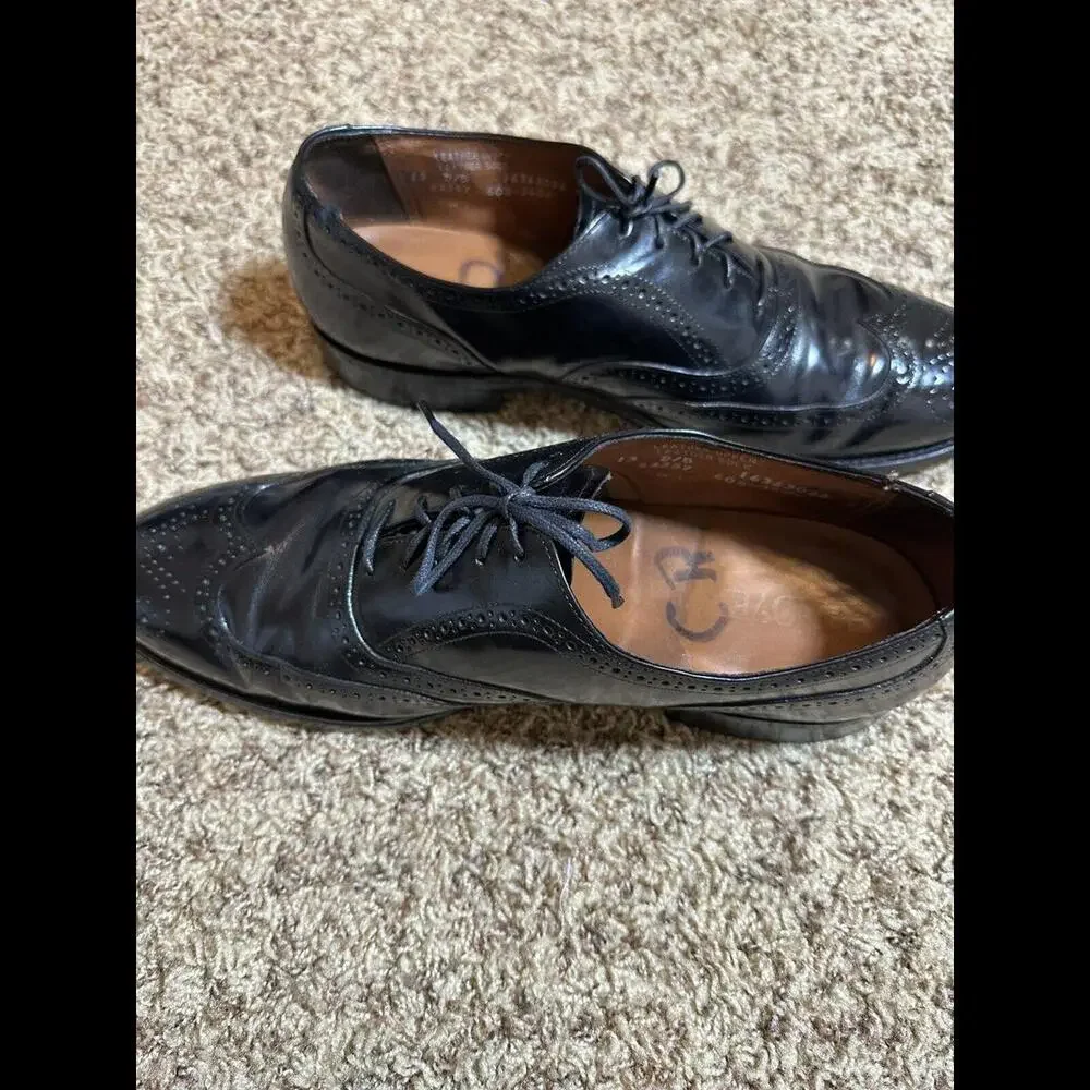Stafford Comfort Plus Wing Tip Shoes Mens Black Leather Size 13‎
